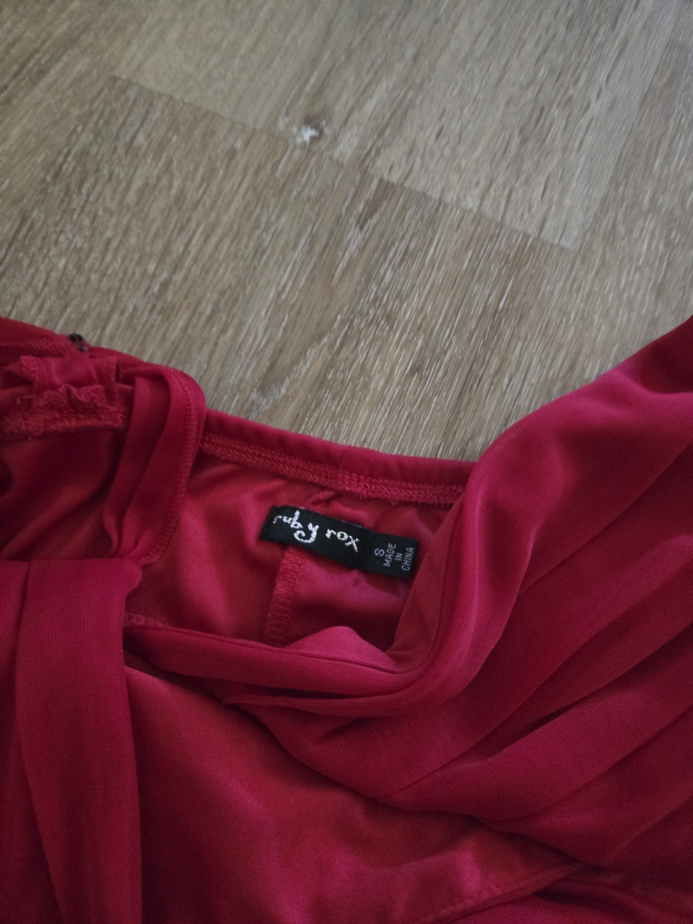 Ruby Rox Bright Red Draped Neckline Top